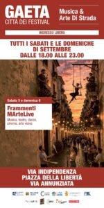 Locandina Gaeta Città dei Festival, musica e arte di strada tutti i weekend di settembre