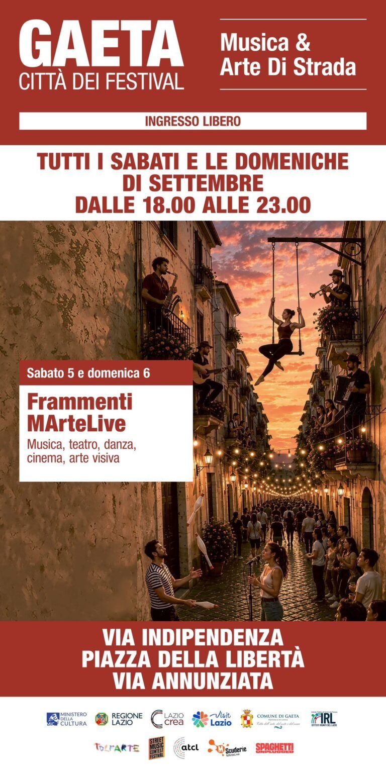 Locandina Gaeta Città dei Festival, musica e arte di strada tutti i weekend di settembre