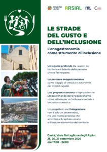 Locandina Le strade del gusto e dell'inclusione, Gaeta Viale Battaglione degli Alpini 25-27 settembre 2026