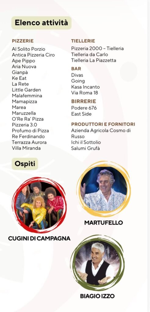Pizza & Birra Fest Gaeta 2026: elenco delle attività e ospiti, Cugini di Campagna, Martufello e Biagio Izzo