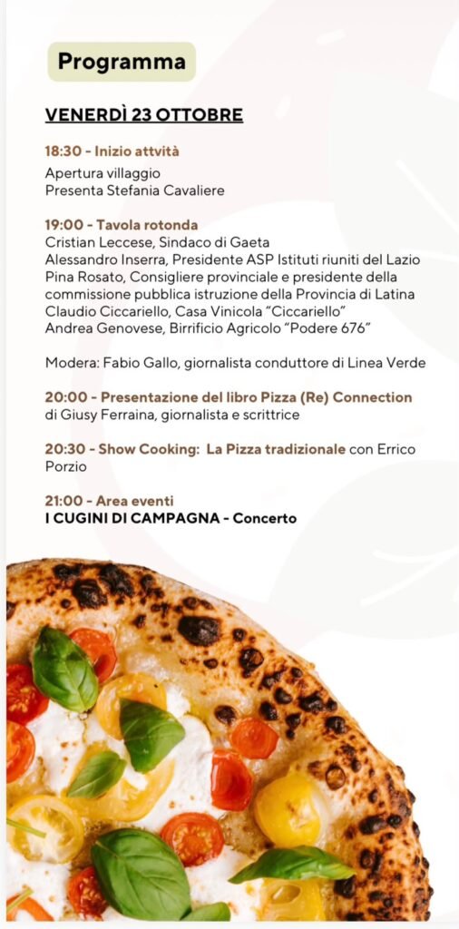Programma del Pizza & Birra Fest di venerdì 23 ottobre 2026